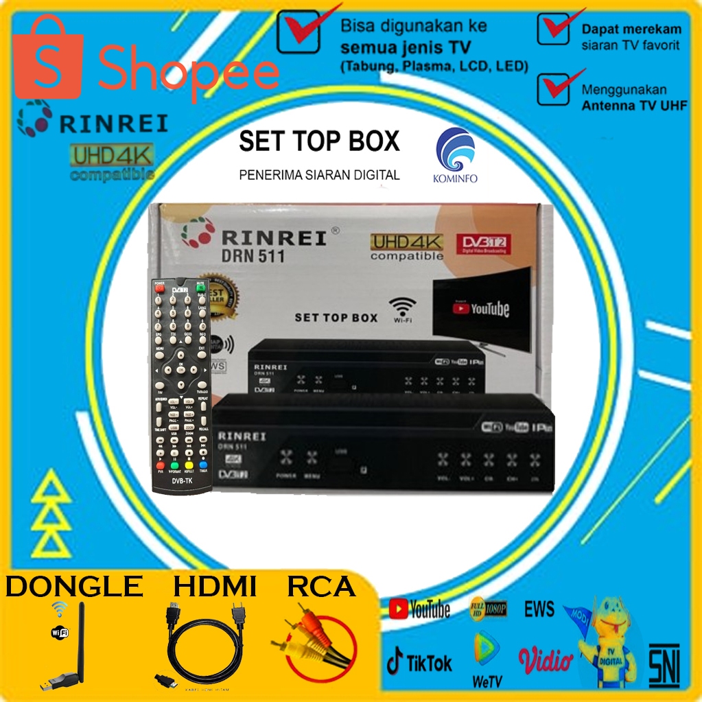 Jual STB Digital DVB T2 RINREI DRN 511c Set Top Box TV Digital Rinrei