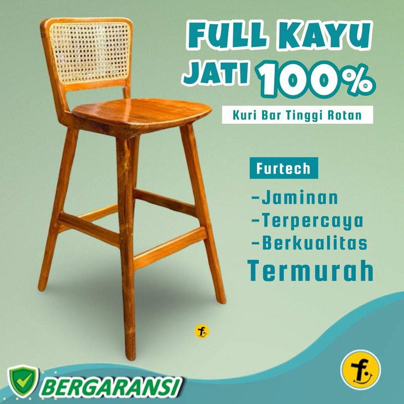 Jual Kursi Bar Rotan Kayu Jati Furniture Jepara Kursi Cafe Tinggi