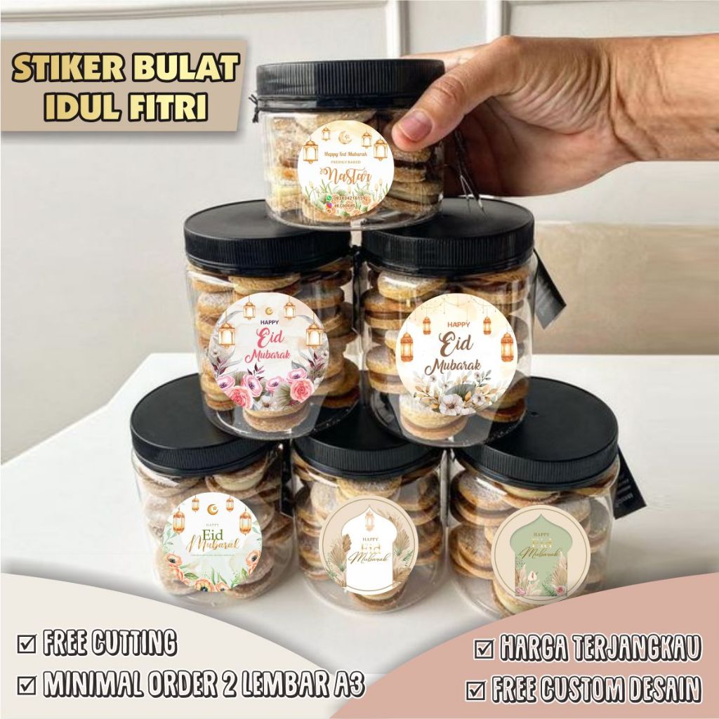 Jual Cetak Stiker Bulat Edisi Idul Fitri Label Idul Fitri Label Kue