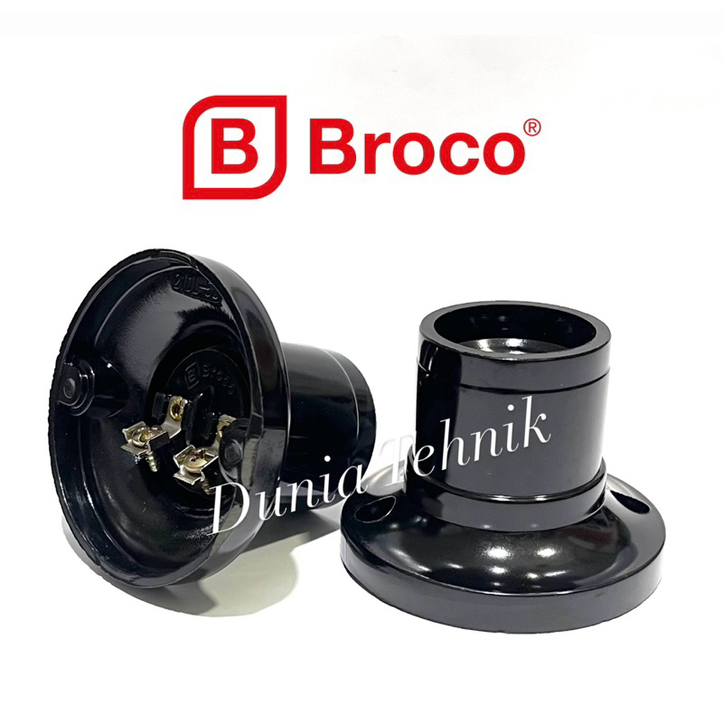 Jual BROCO Fitting Lampu Bulat Dudukan Lampu Plafon Rumah Hitam Ceiling