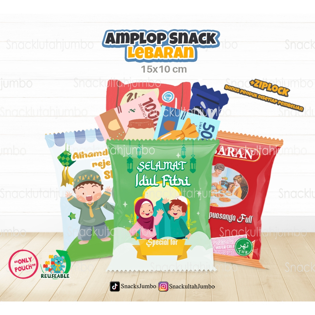 Jual Pouch Mini Amplop Snack Desain Lebaran Ramadhan Hampers