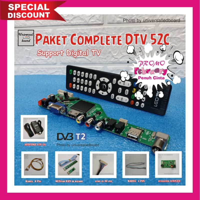 Jual Paket Complete Universal Board LCD LED DVBT2 Support TV Digital