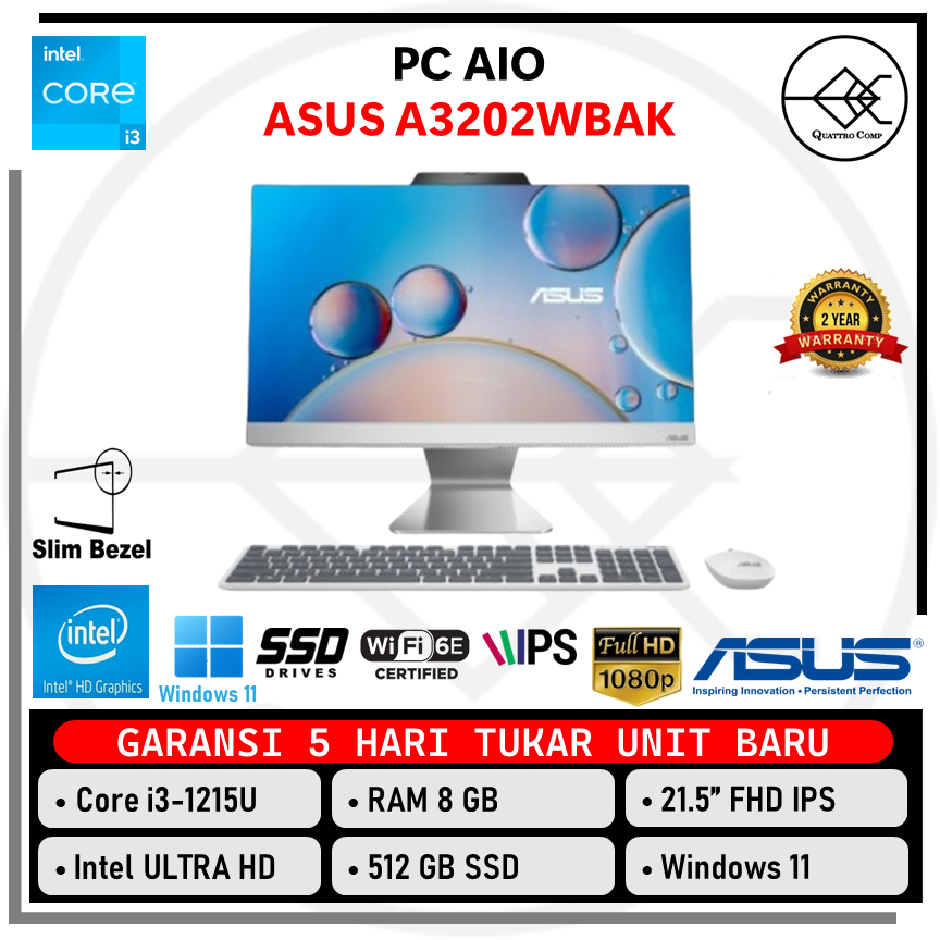 Jual Pc Aio Asus A Wbak Core I U Gb Gb Ssd Fhd Win