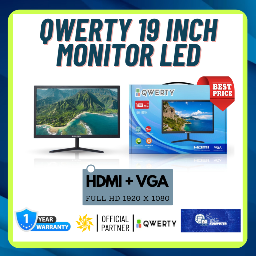 Jual Led Monitor Qwerty Inch Full Hd Hdmi Vga Garansi Tahun