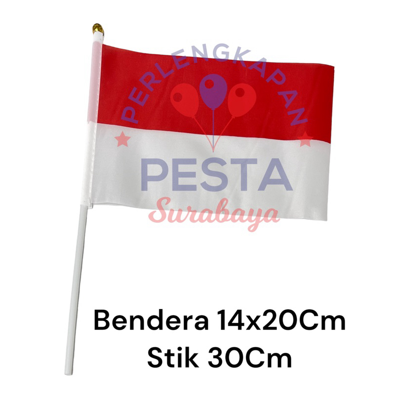 Jual Bendera Tangan Kain Merah Putih Stik Pawai 17 Agustusan Premium