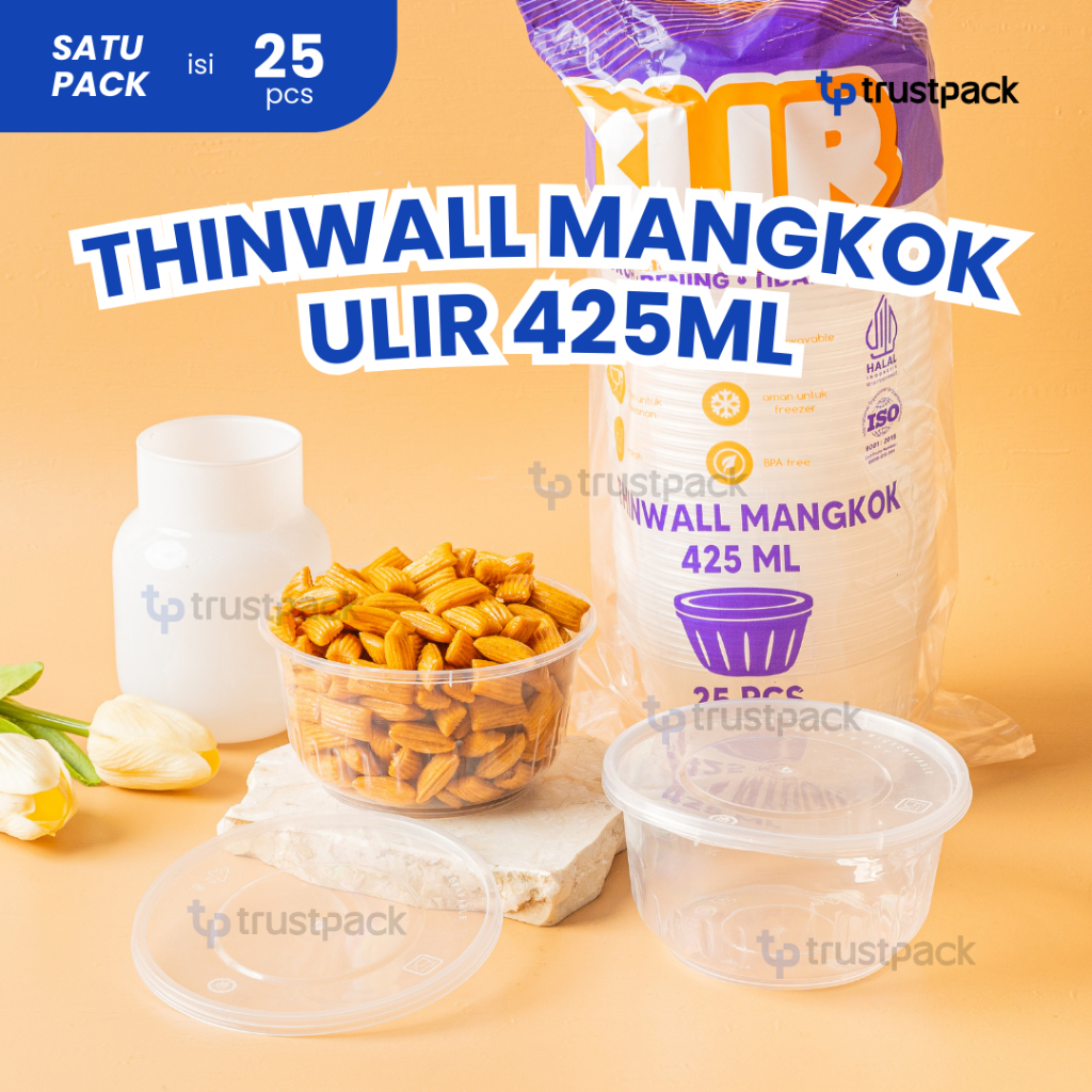 Jual Thinwall BULAT 425ml Tutup Cup Puding Pudding BOWL Mangkok 25