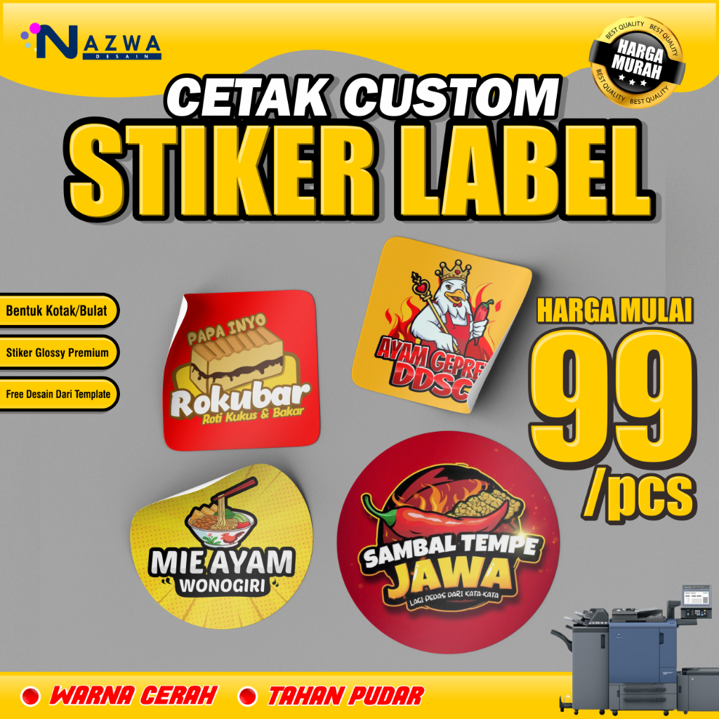 Jual CETAK STIKER CHROMO CUT A3 MURAH CETAK STIKER LABEL KEMASAN