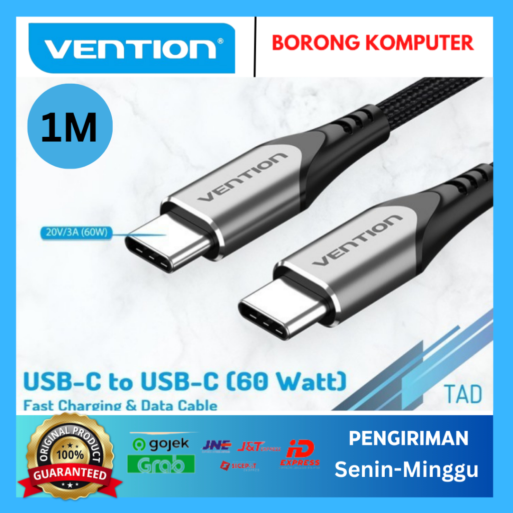 Jual Vention Kabel Data USB Type C Thunderbolt 3 PD TAD 1 Meter