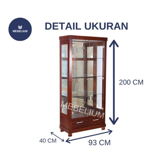 Jual Lemari Pajangan Kaca Kristal 2 Pintu Seirus Kayu Plywood Duco