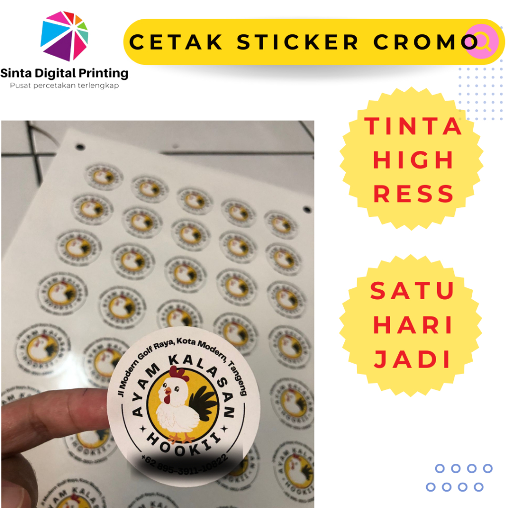 Jual Cetak Sticker Chromo A Cutting Stiker Logo Kemasan Makanan