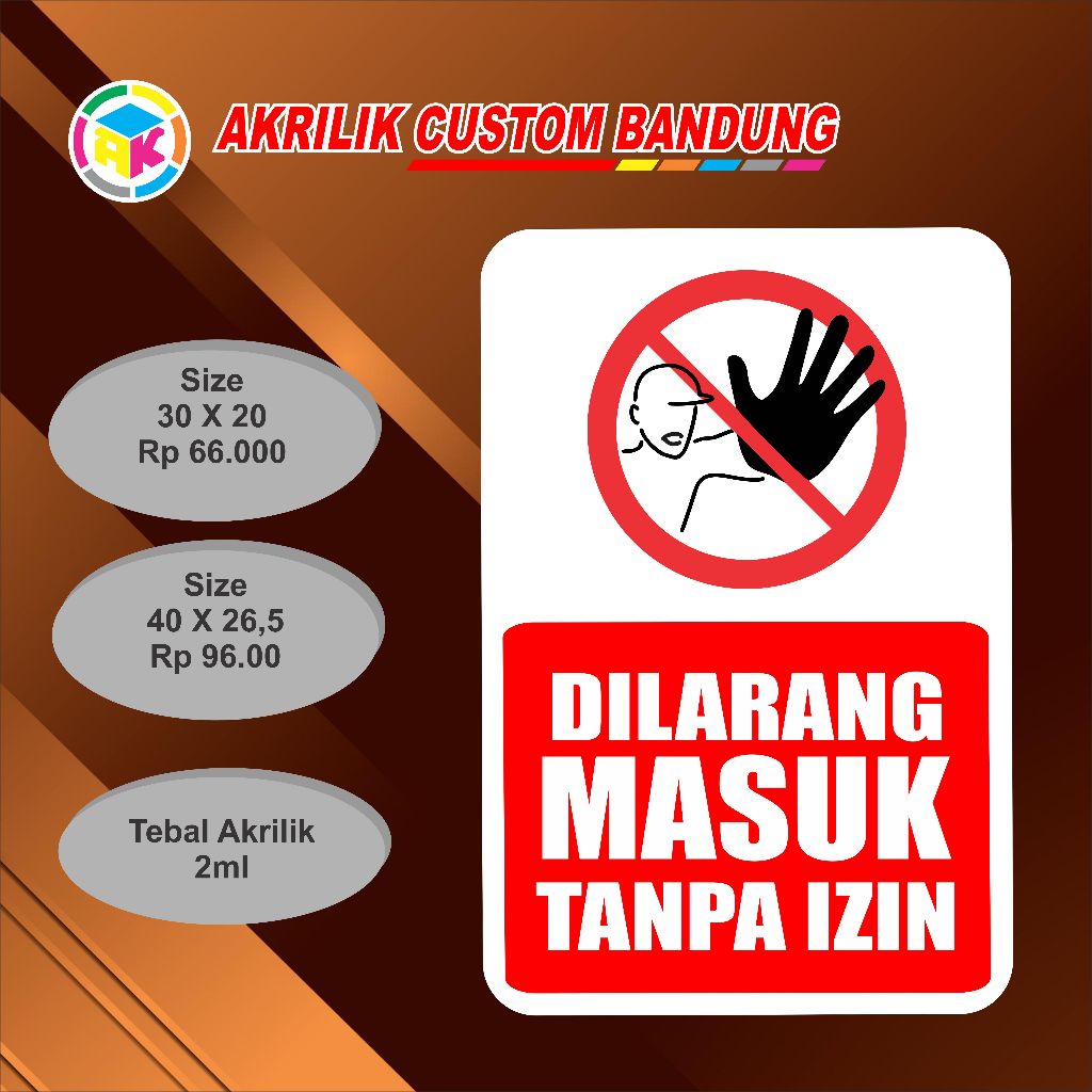 Jual Akrilik Dilarang Masuk Tipe Shopee Indonesia