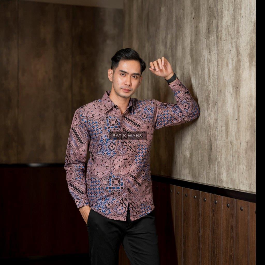 Jual Sekar Ungu Kemeja Batik Pria Motif Terlaris Lengan Panjang Lapis