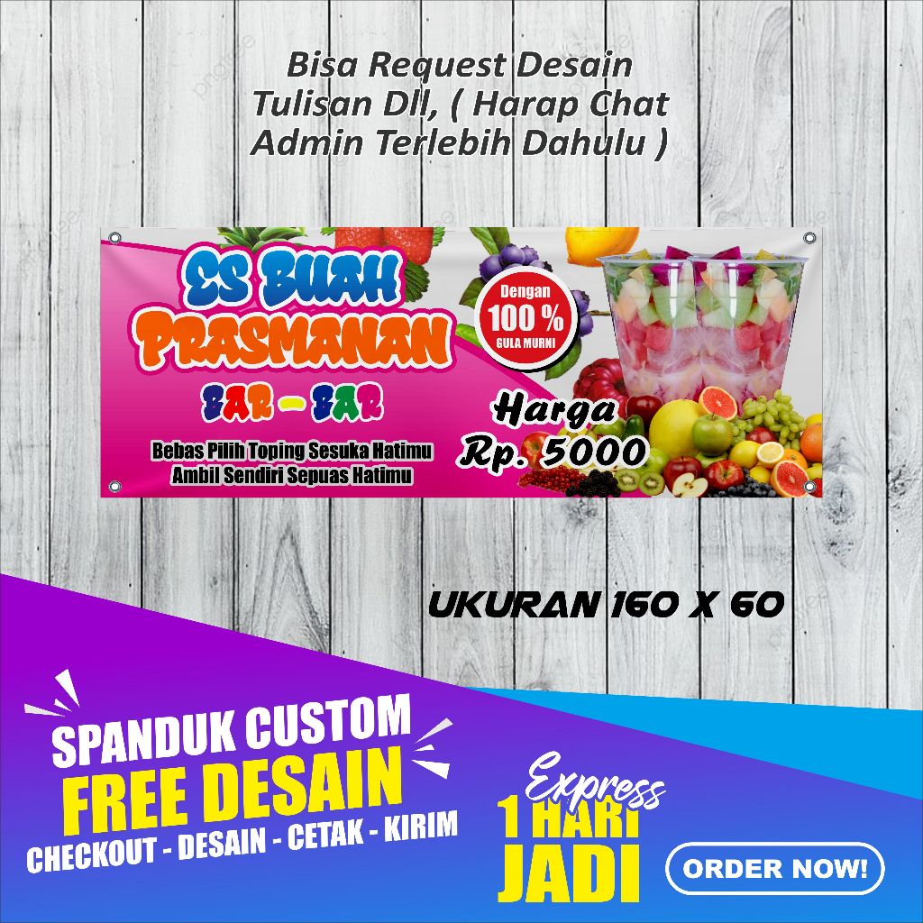 Jual Spanduk Banner Es Buah Prasmanan Ukuran 160X60 Shopee Indonesia