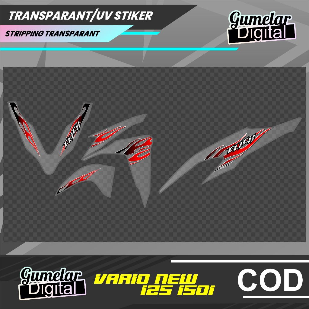 Jual STRIPPING TRANSPARAN UV CLEAR SIMPEL HONDA VARIO NEW 125I 150I API