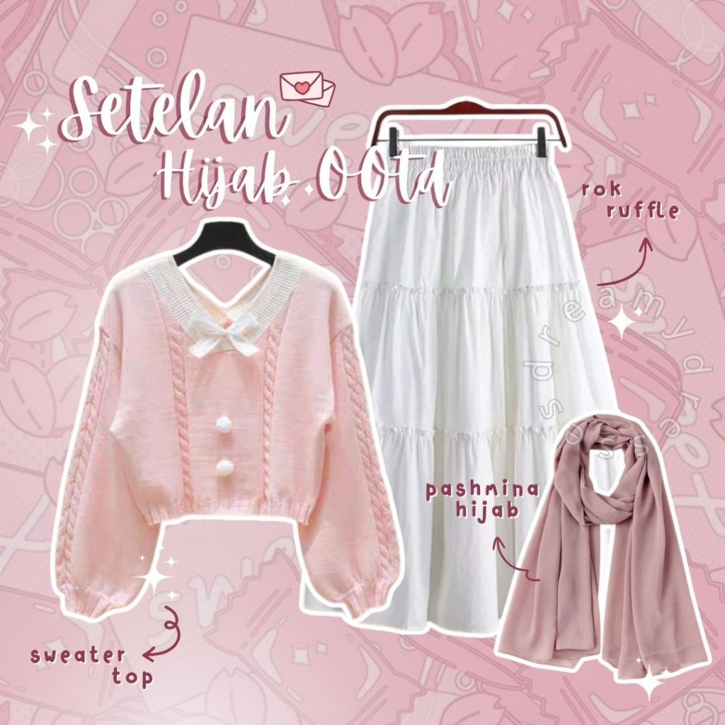 Jual 3in1 Set 136 Setelan Wanita Hijab OOTD Kekinian Terbaru Outfit