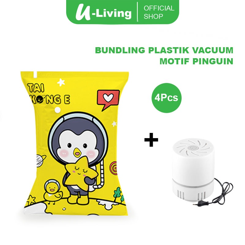 Jual U Living Set Pcs Plastik Vacuum Dan Pompa Elektrik Vacuum Penguin