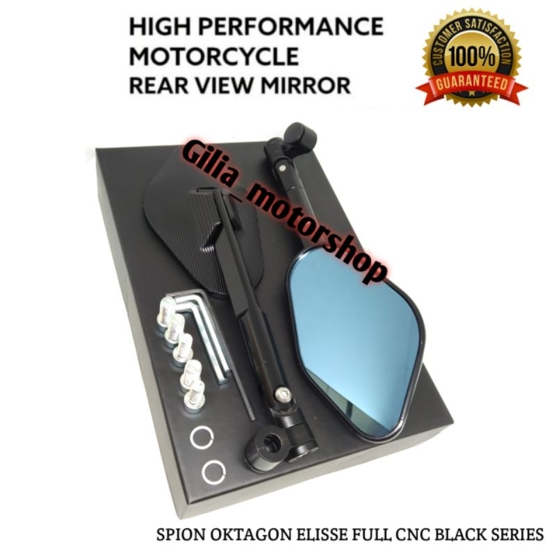 Jual Spion Oktagon Ellise Original Mirror Blue Full Cnc Universal Motor