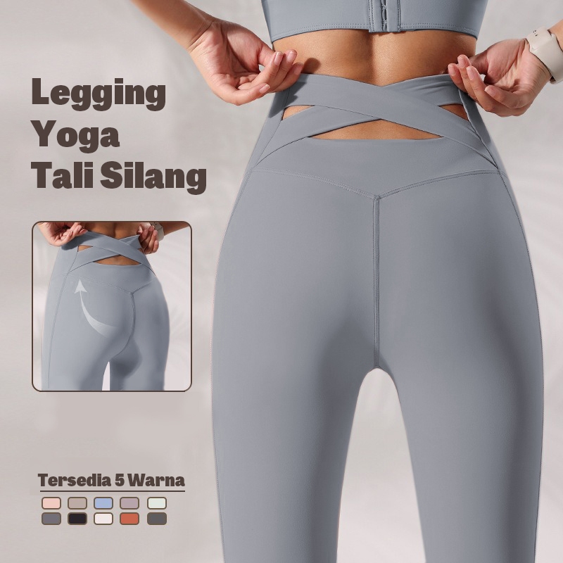 Jual Shangpin Cepat Kering Legging Wanita Crossover Pinggang Tinggi