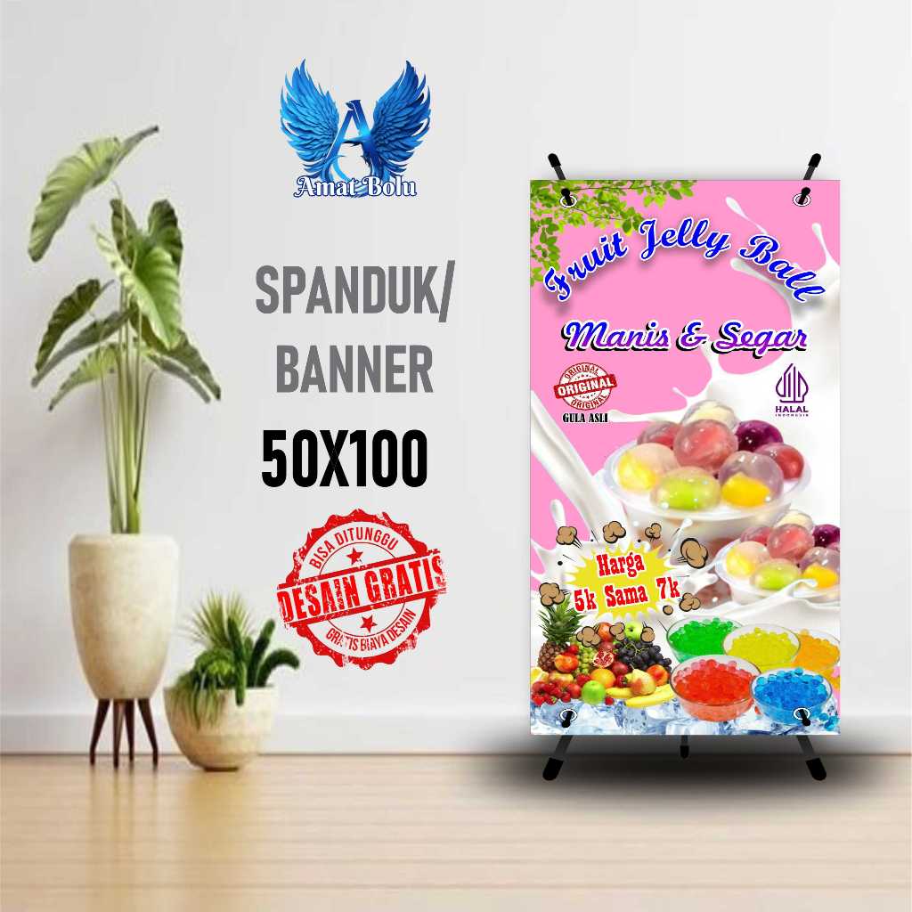 Jual Cetak Banner Cetak Spanduk Fruit Jelly Ball Ukuran 50x100 160x60