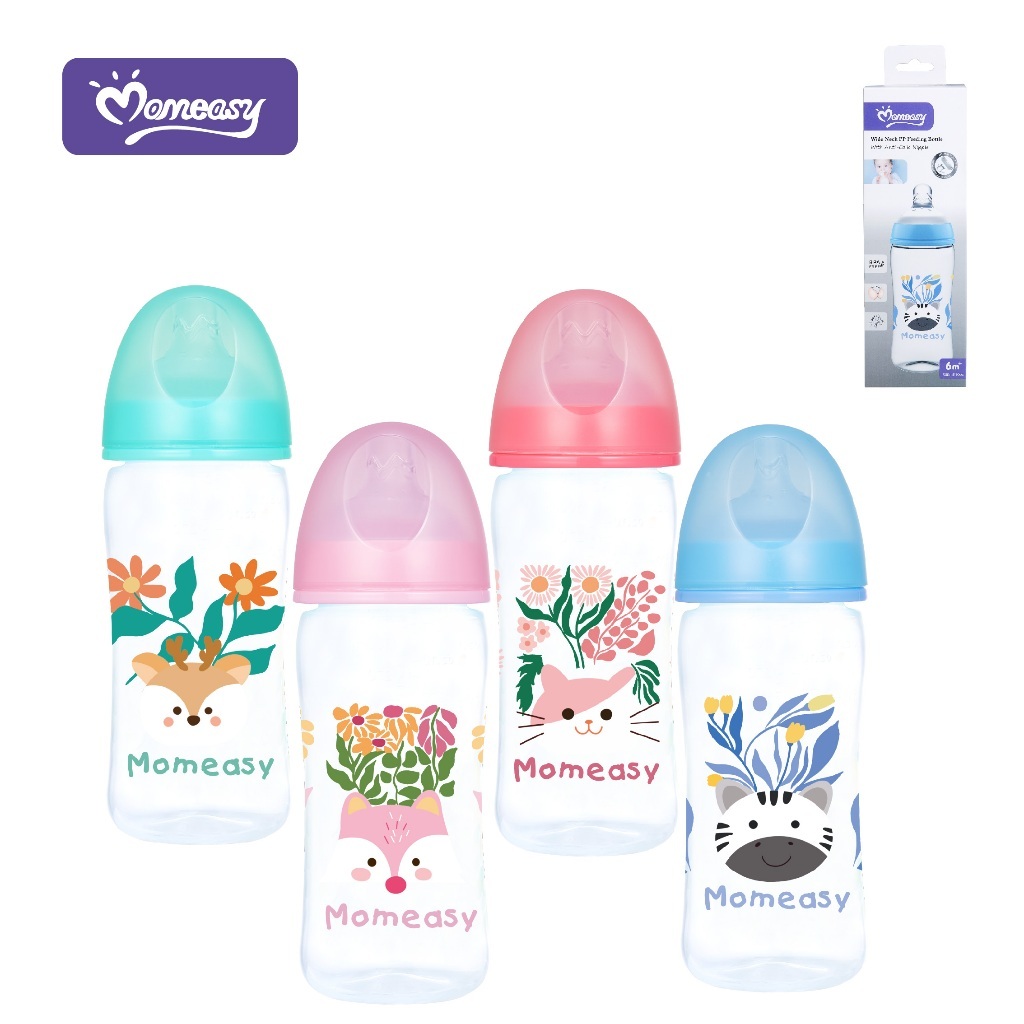 Jual Botol Susu Bayi Wide Neck Plus Natural Nipple Gepeng Momeasy Ml