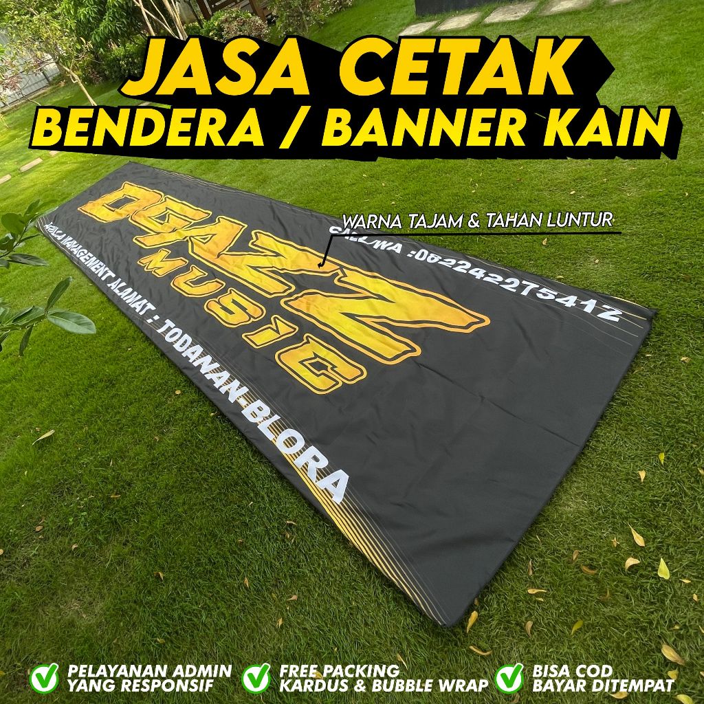 Jual Custom Banner Kain Baligo Spanduk Kain Permeter Cetak Bendera