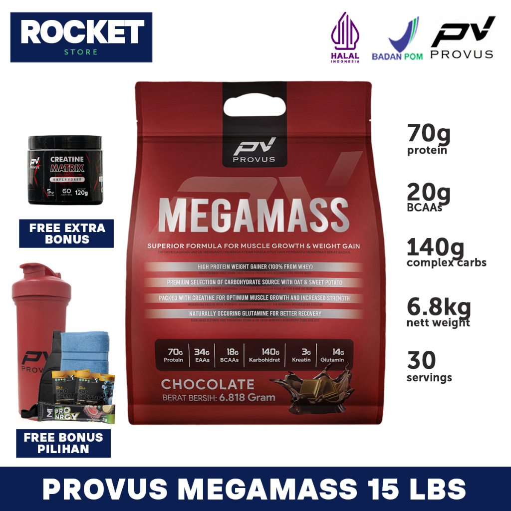 Jual PROVUS Megamass 10 Lbs 4 5 Kg 15 Lbs 6 8 Kg Susu Mass Gainer