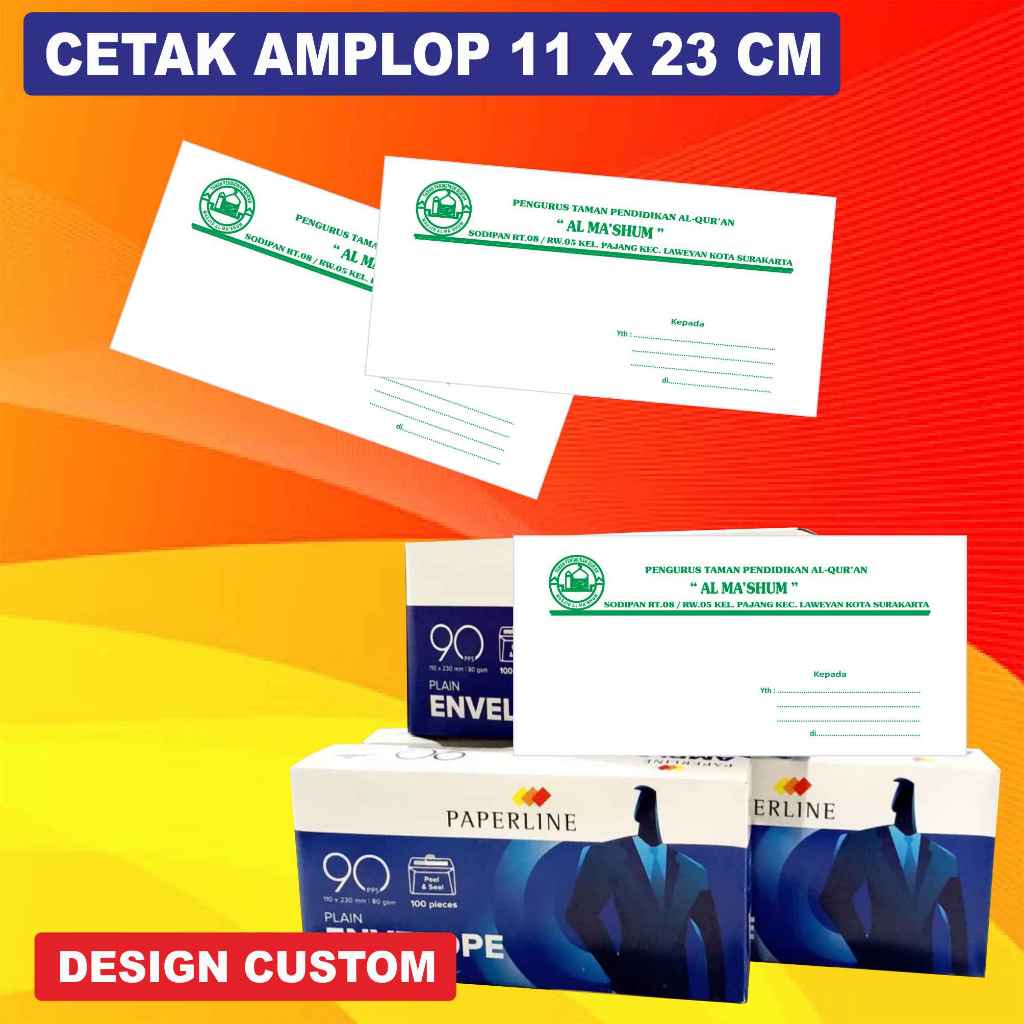 Jual Cetak Amplop Kop Surat Design Custom Pack Isi Lembar