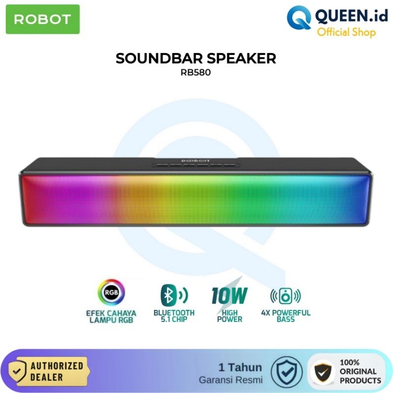 Jual ROBOT RB580 Soundbar Bluetooth Speaker RGB Powerfull Bass 10W BT 5