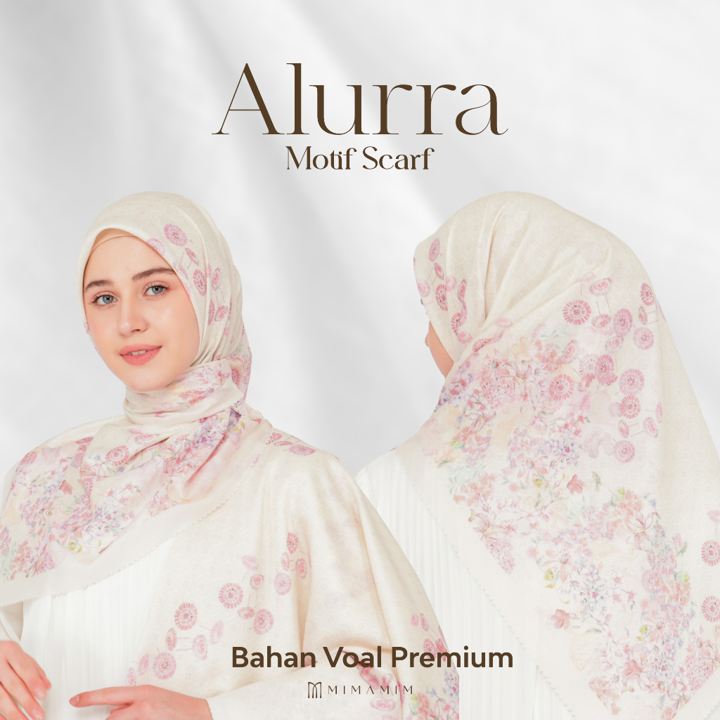 Jual Mimamim Hijab Jilbab Segiempat Alurra Motif Jasmine Cream