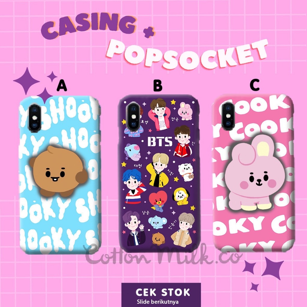 Jual Hardcase Popsocket BT21 Case Casing Oppo Reno Realme 4 3 2 2F A5S