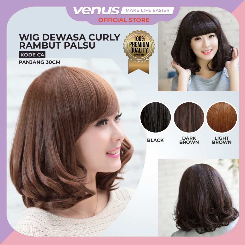 Jual VENUSJKT Wig DEWASA Curly Rambut Palsu Wanita Bergelombang Wig