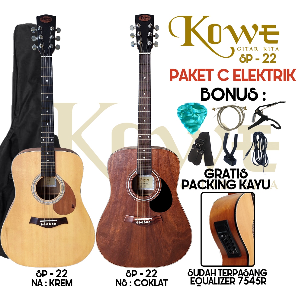 Jual Gitar Akustik Elektrik Original Kowe Ukuran Standar Eq R