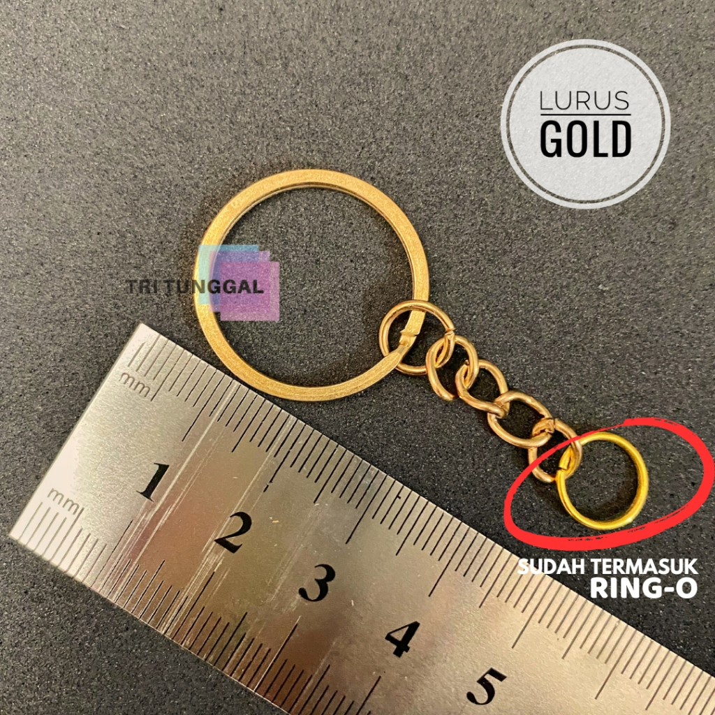 Jual Ring Gantungan Kunci Gold Lurus Aksesoris Keychain Hiasan Pipih