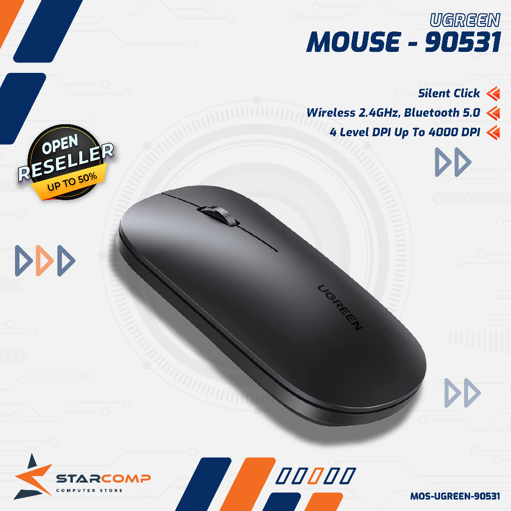 Jual UGREEN 90531 MOUSE DUAL MODE WIRELESS BLUETOOTH SILENT MOUSE