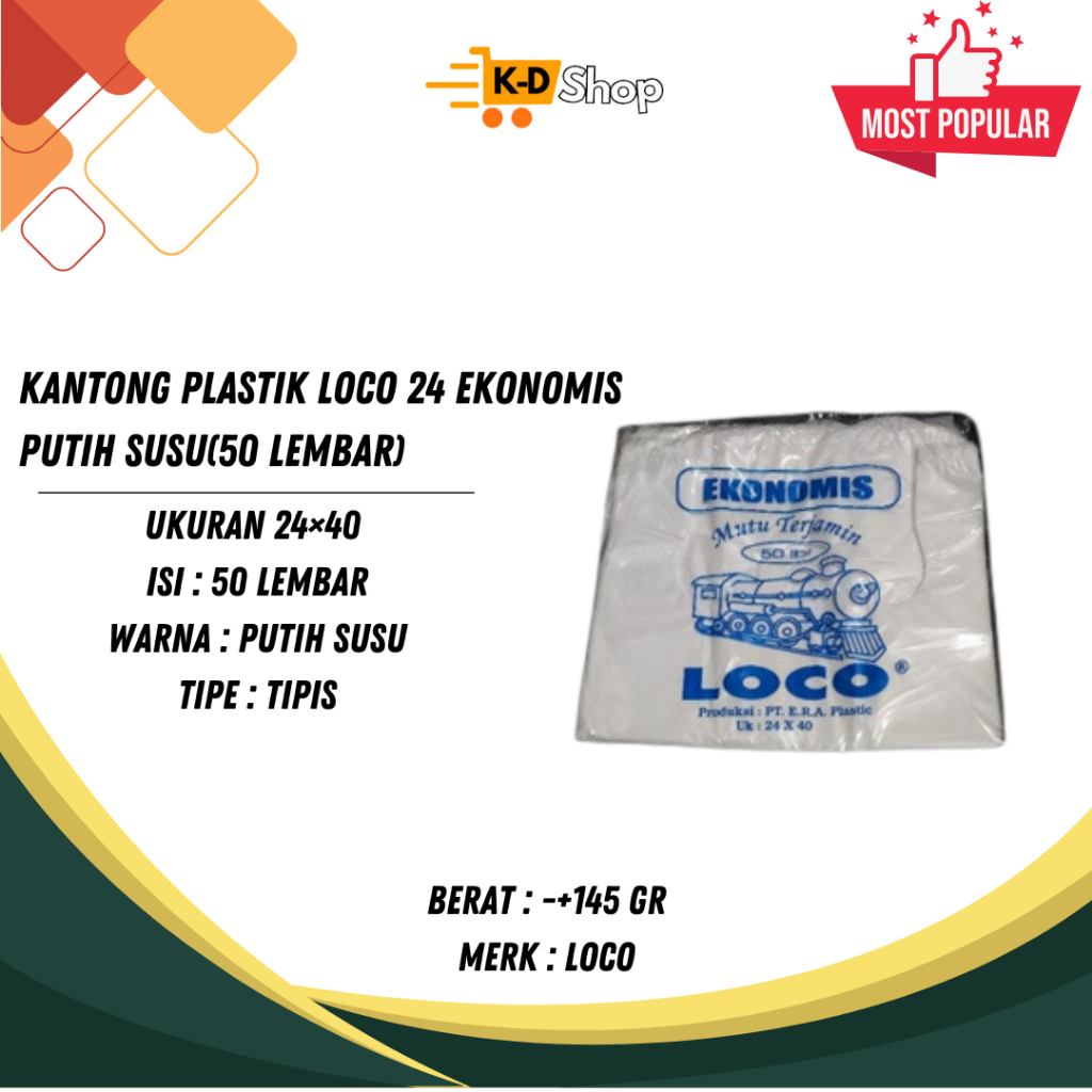 Jual Kantong Plastik Loco Ekonomis Putih Susu Lembar Shopee