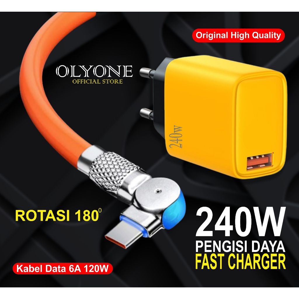 Jual Charger W Batok Kabel Data Fast Charging Putar Rotasi