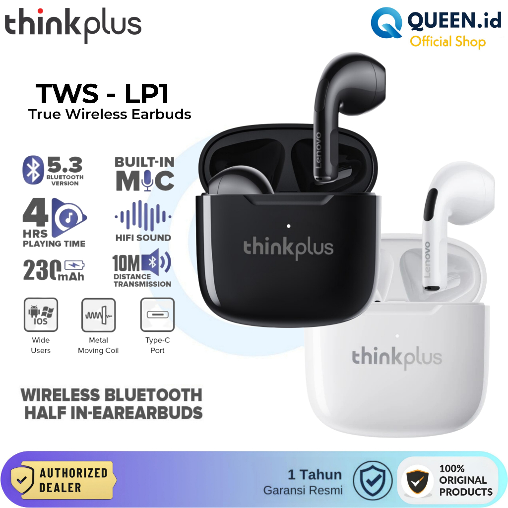 Jual Lenovo Thinkplus Lp Tws True Wireless Earbuds Headset Bluetooth