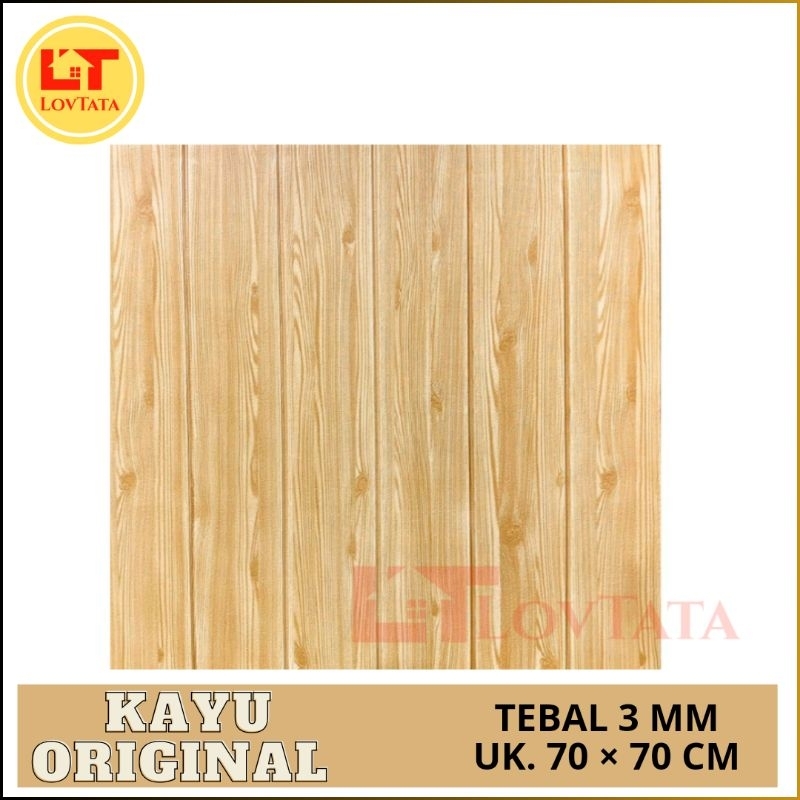 Jual LT Wallpaper WallFoam Stiker 3D Motif Kayu Putih Cokelat Abu Merah