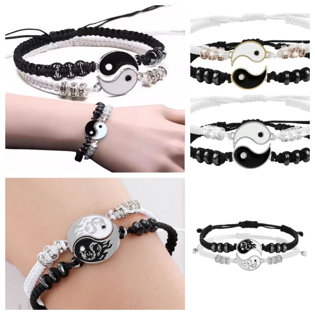 Jual 2pcs Gelang Pasangan Bintang Heksagonal Yin Yang Tai Chi Dapat