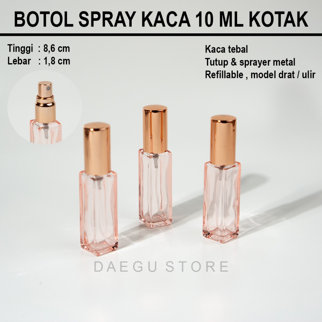 Jual Botol Spray Kaca 10ml Kotak Tebal PINK TRANSPARAN Parfum Refiil