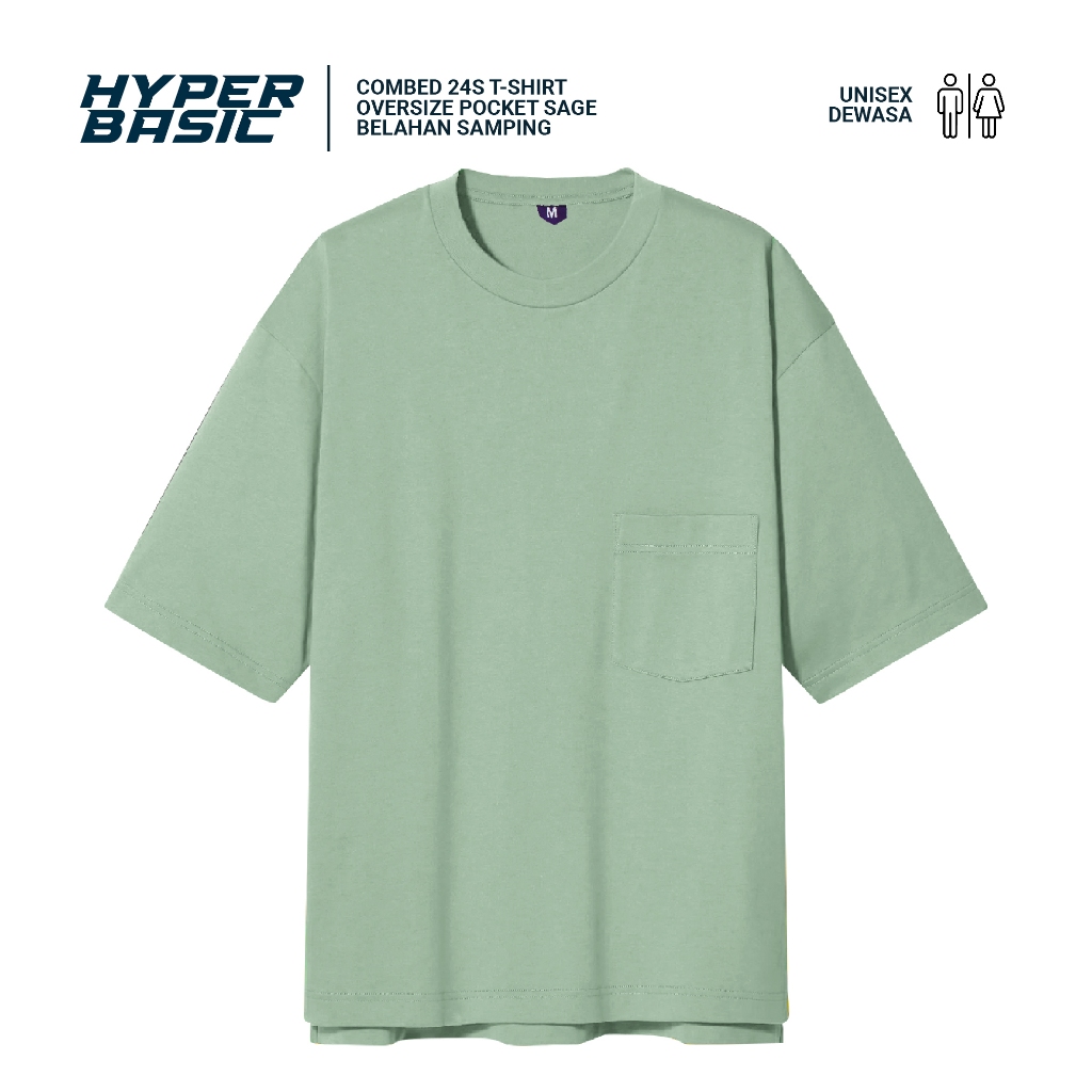 Jual Baju Kaos Polos Oversize Pocket Saku Pria Wanita Hijau Sage Green