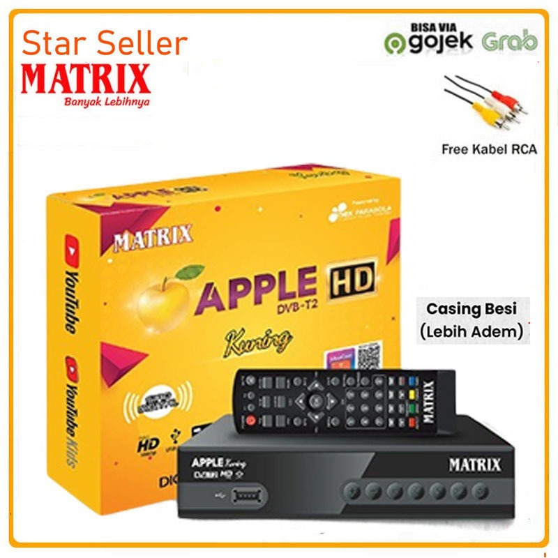 Jual Set Top Box DVB T2 Matrix Apple Kuning New 2024 Casing Besi