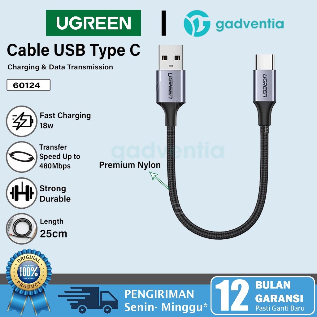 Jual UGREEN Kabel Charger USB To Type C Cable Data Fast Charging