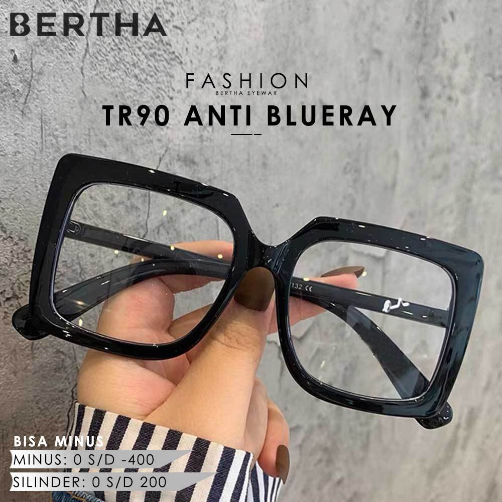 Jual Bertha Kacamata Antiradiasi Blueray Style Kotak Oversize Terbaru