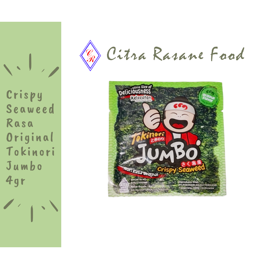 Jual Crispy Seaweed Rumput Laut Nori Rasa Original Tokinori Jumbo 4gr