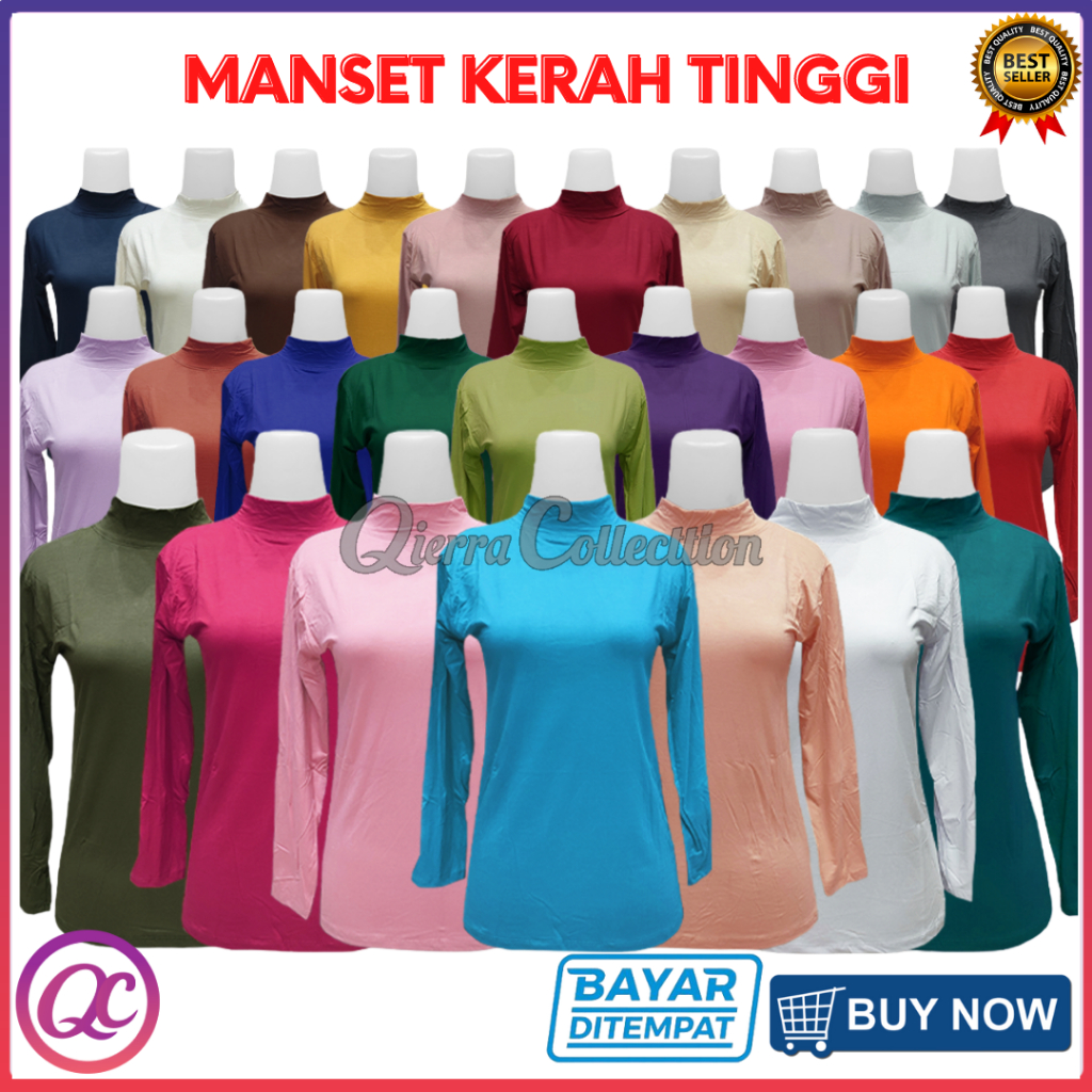 Jual Manset Tangan Panjang Wanita Leher Turtle Neck Baju Atasan Mangset