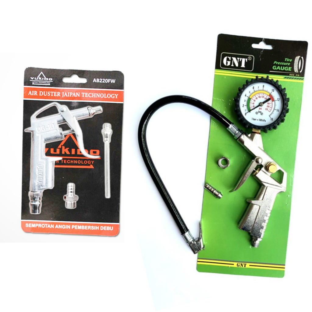 Jual PAKET Alat Isi Ukur Angin Tire Pressure Gauge Inflator 3 IN 1