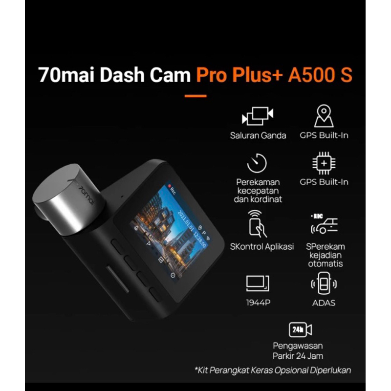 Jual 70mai Dash Cam Pro Plus A500s Set 1944P GPS ADAS Front Rear