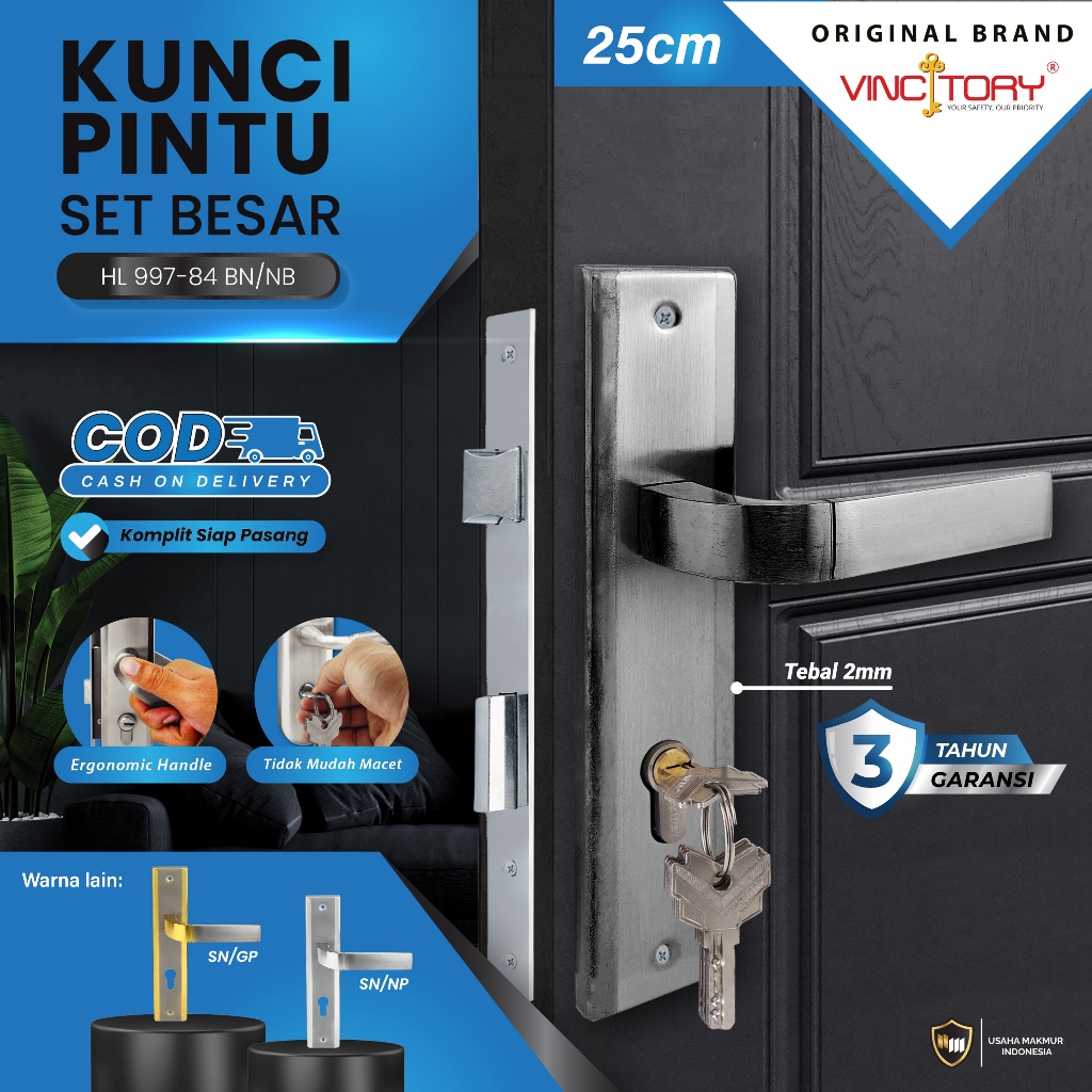 Jual VINCITORY KUNCI PINTU BESAR SET LENGKAP SELOT PINTU RUMAH SET