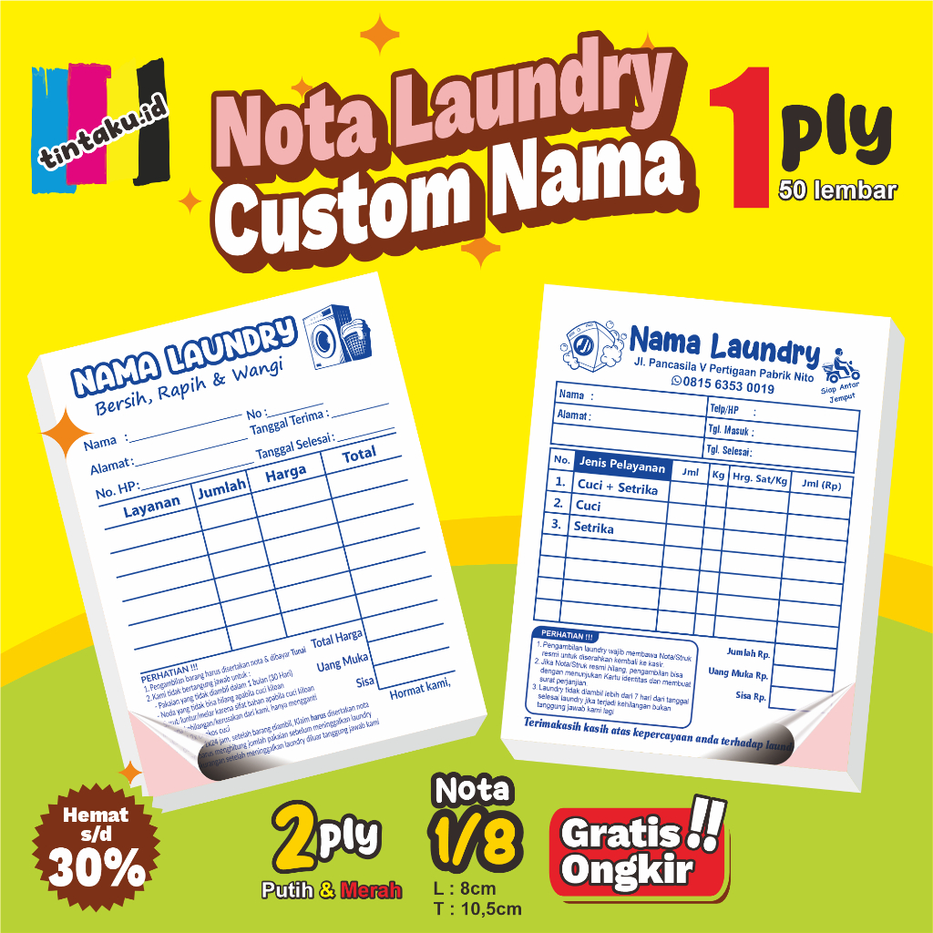 Jual Nota Custom Nama Hvs Ply Gsm Folio Isi Lembar